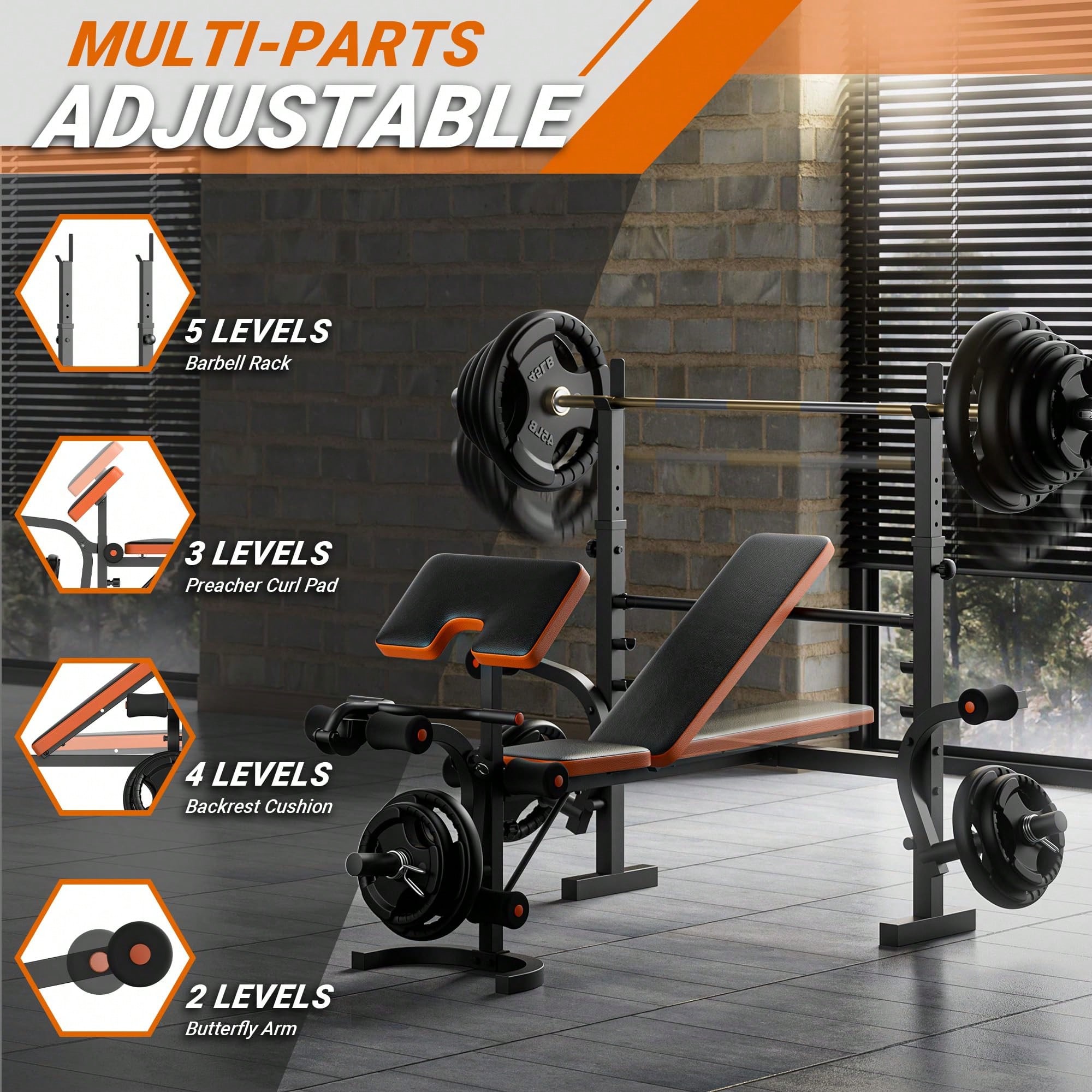 GIKPAL Weight Bench, Bench Pre - Home Gym Leg Extension ulasan dan harga