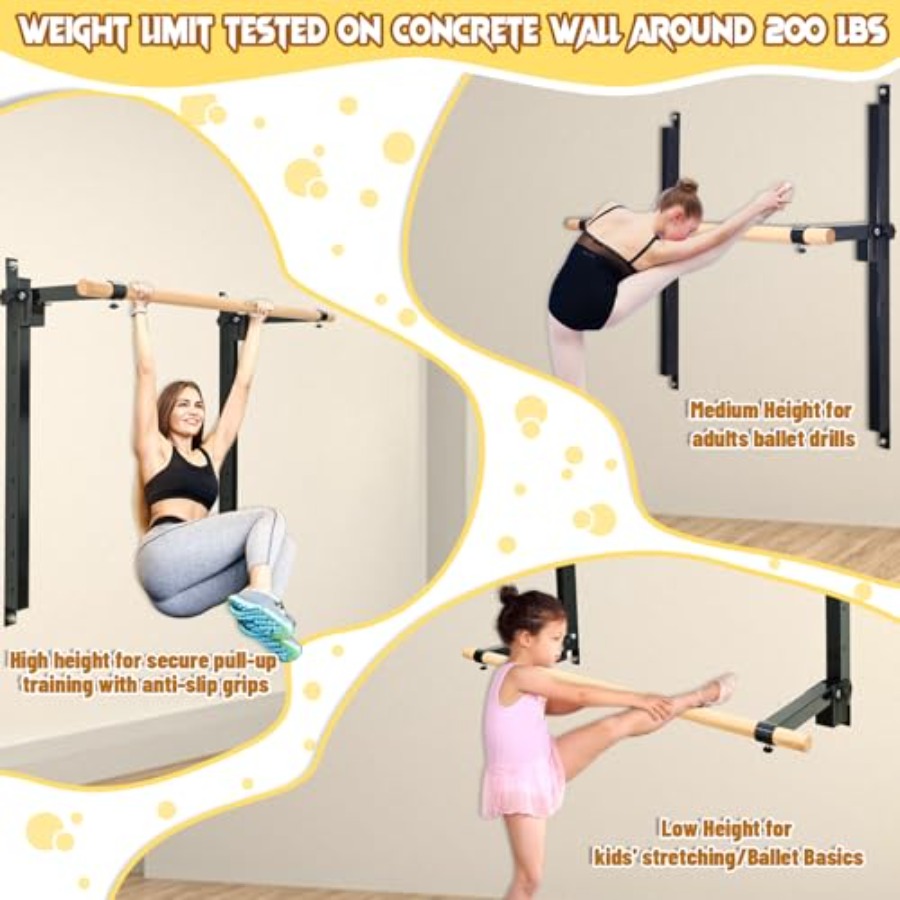 Wall Mounted Ballet Barre 4ft  - Home Gym Foldable ulasan dan harga