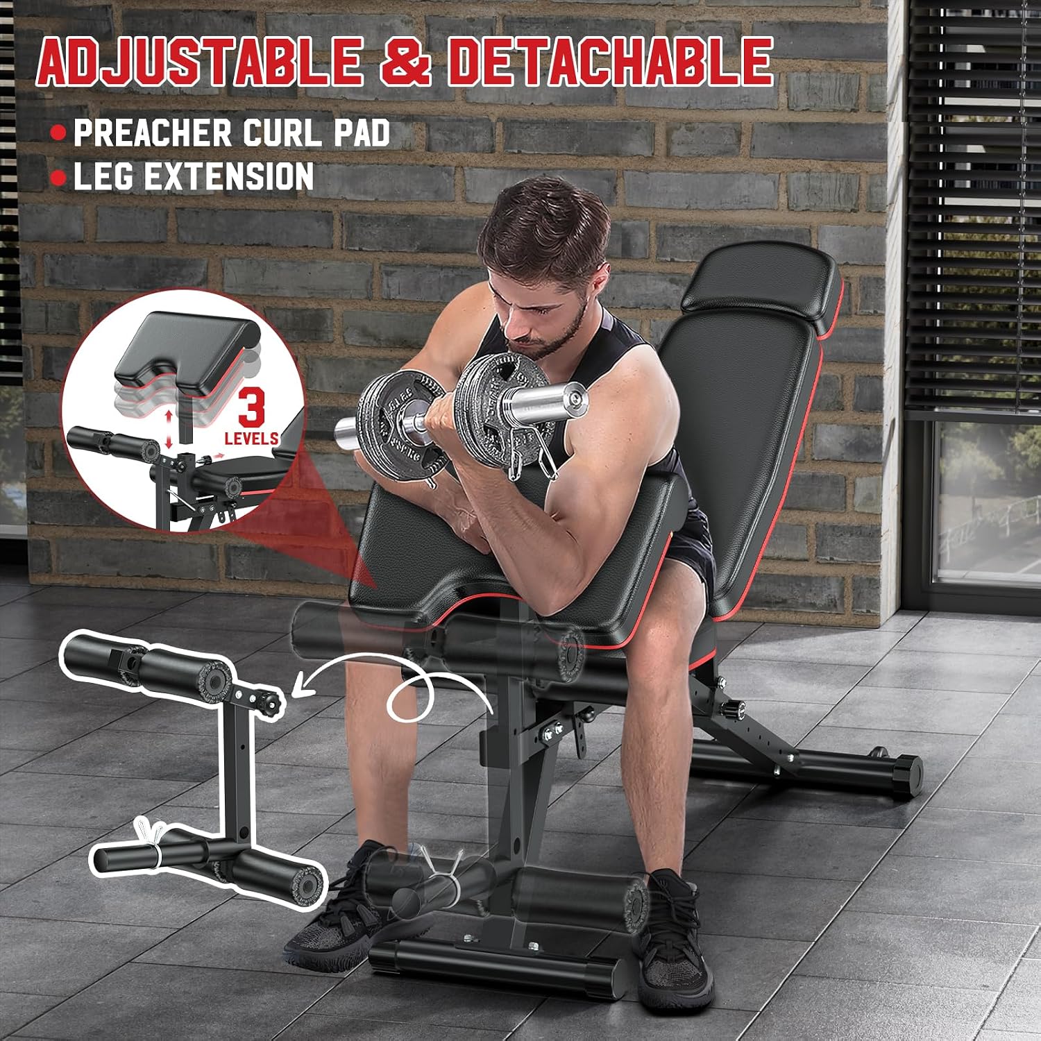 Adjustable Weight Bench with L - Home Gym Leg Extension ulasan dan harga
