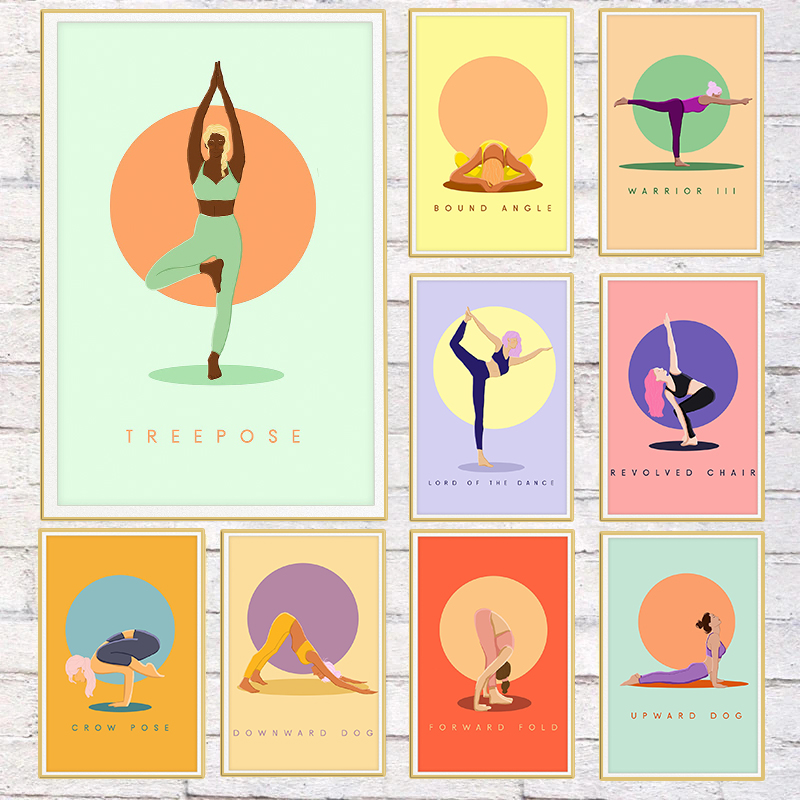 Modern Abstract Yoga Poses Pos - Home Gym Yoga Room ulasan dan harga