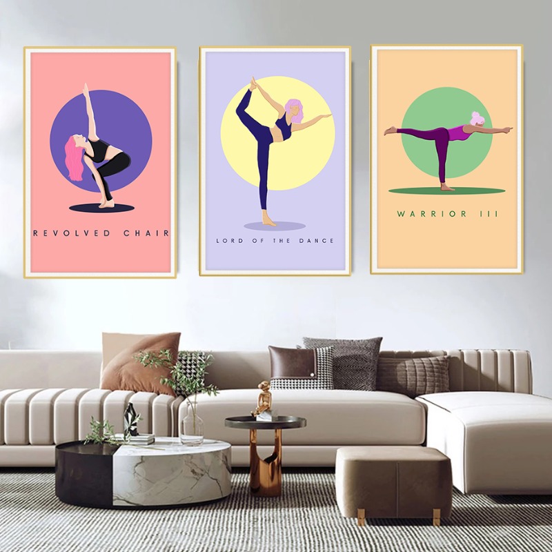 Modern Abstract Yoga Poses Pos - Home Gym Yoga Room ulasan dan harga