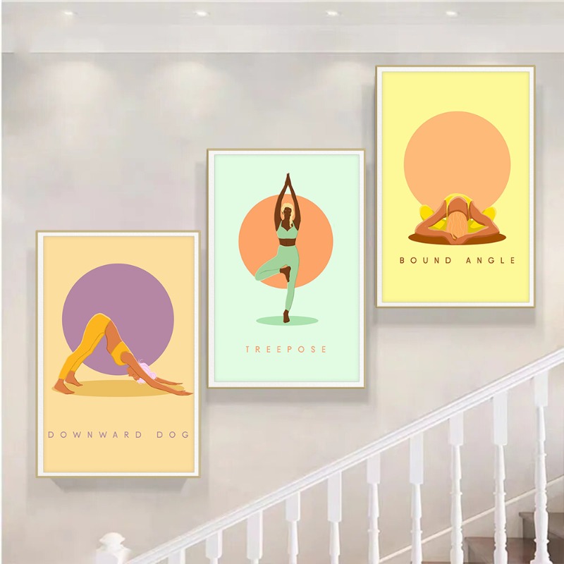 Modern Abstract Yoga Poses Pos - Home Gym Yoga Room ulasan dan harga