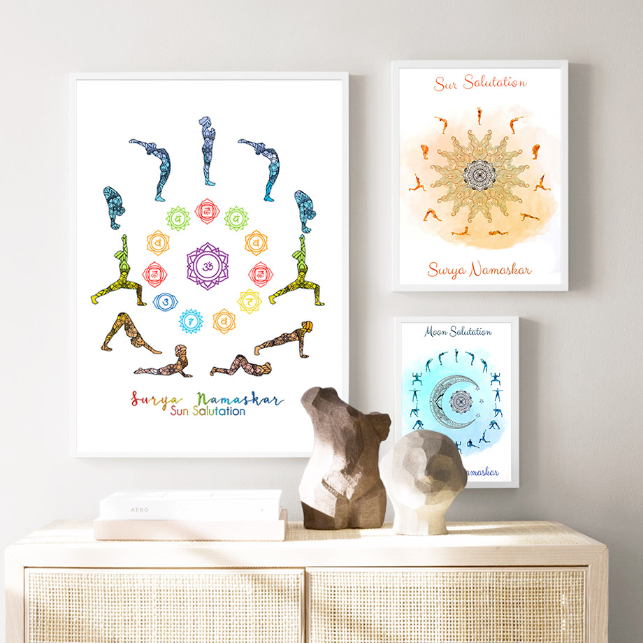 Yoga Pose Sun Moon Salutation  - Home Gym Yoga Room ulasan dan harga