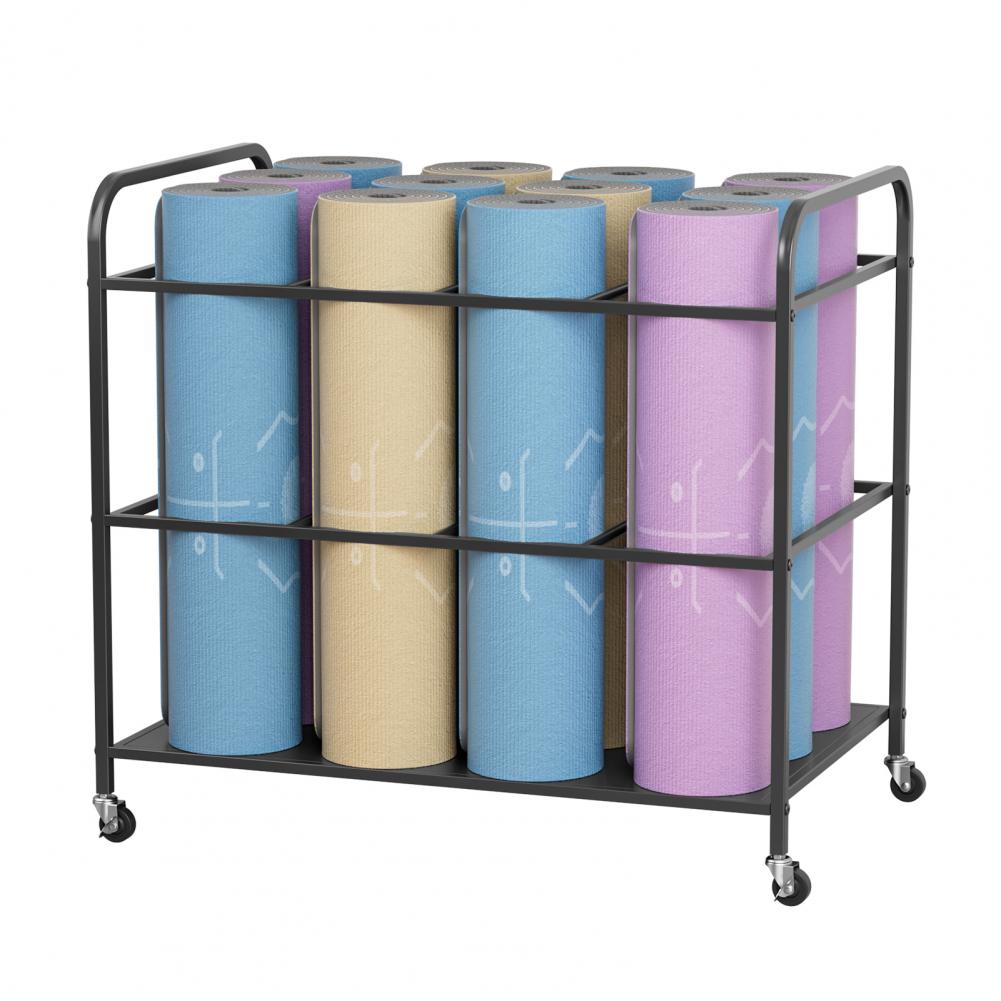 Yoga Mat Storage Rack with Whe - Home Gym Yoga Room ulasan dan harga