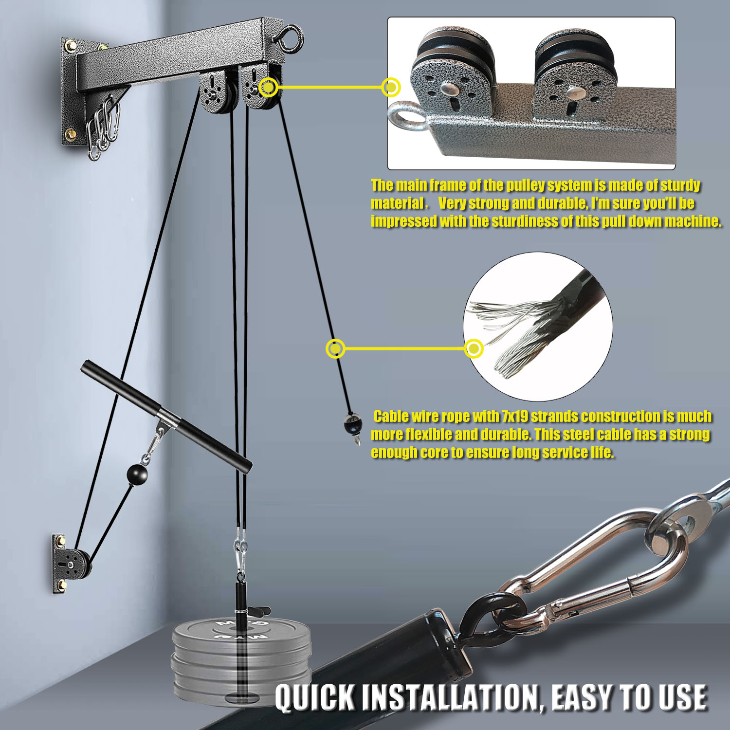 Fitness Wall Mounted Pulley Sy - Cable Pulley System ulasan dan harga