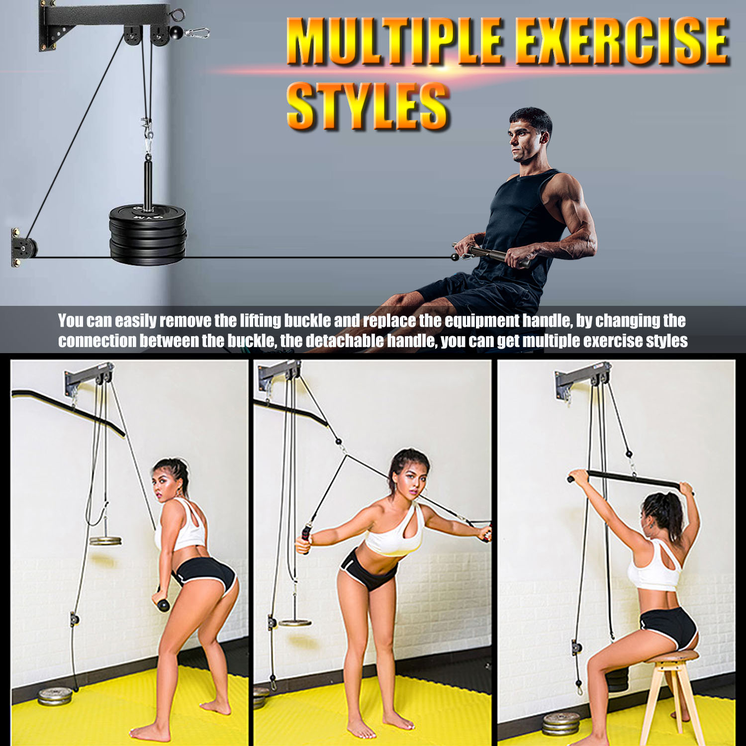 Fitness Wall Mounted Pulley Sy - Cable Pulley System ulasan dan harga
