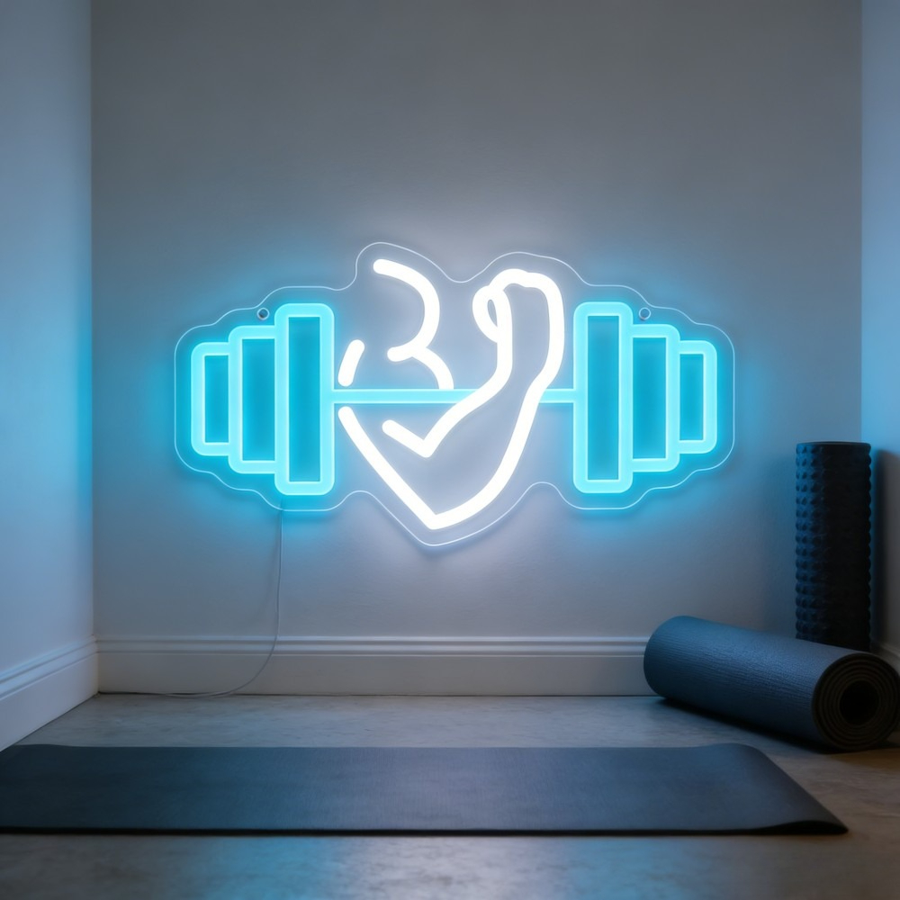 Bicep Dumbbell Neon Sign LED W - Home Gym Yoga Room ulasan dan harga