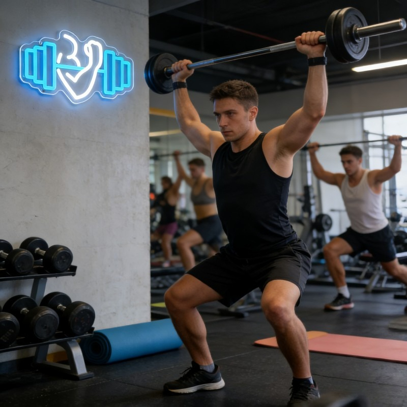 Bicep Dumbbell Neon Sign LED W - Home Gym Yoga Room ulasan dan harga