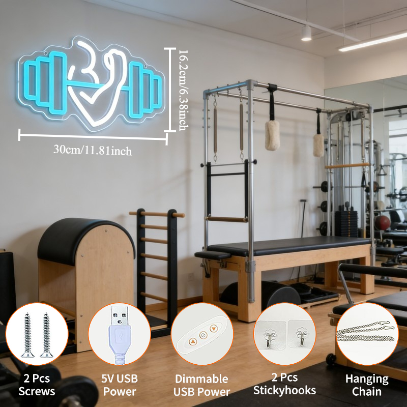 Bicep Dumbbell Neon Sign LED W - Home Gym Yoga Room ulasan dan harga