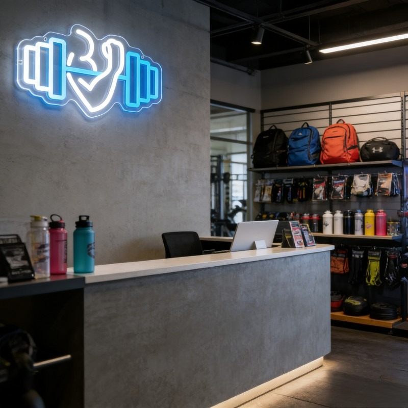 Bicep Dumbbell Neon Sign LED W - Home Gym Yoga Room ulasan dan harga